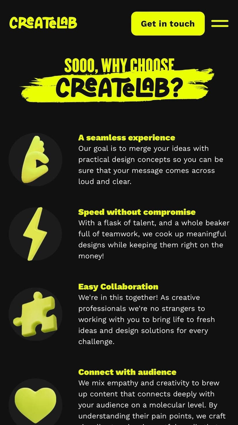 CreateLab Studios on mobile
