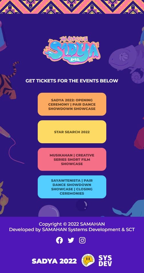 The Sadya 2022 website on mobile