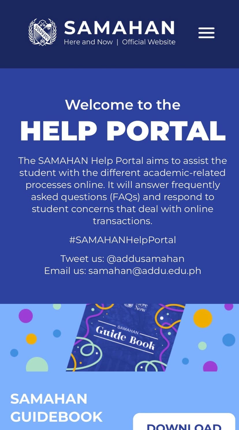 The SAMAHAN website on mobile